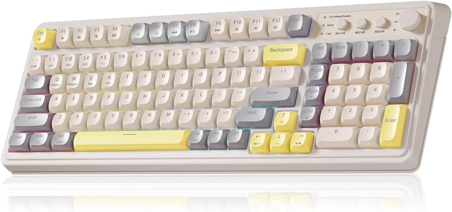 Teclado Gamer Aula S99 Inalámbrico Tamaño Completo con Perilla Multimedia