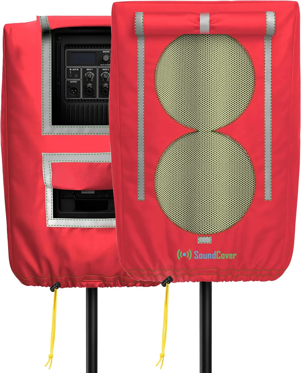 Funda protectora para parlante PA/DJ de 12 pulgadas SoundCover 600D roja con SoundFlap