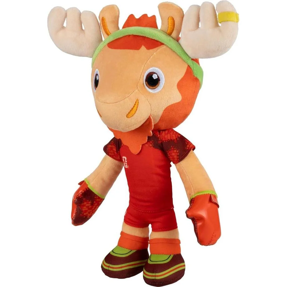 Jazwares FIFA World Cup 2026 Canadá - Peluche oficial Maple the Moose con uniforme rojo, juguete coleccionable para fanáticos