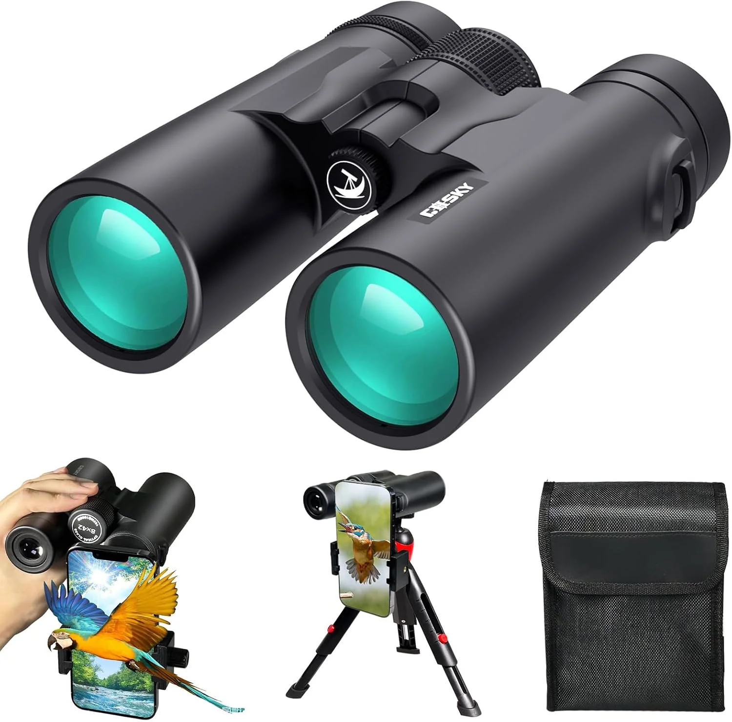 Gosky 8x42 Binoculars for Adults High Powered with Phone Adapter and Tripod