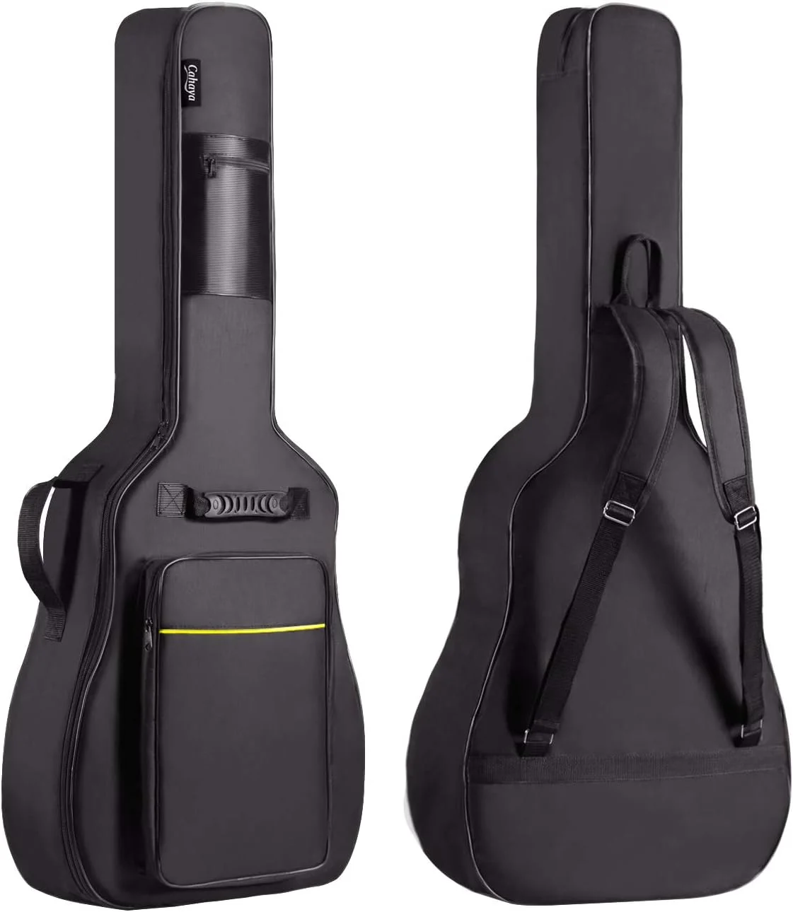CAHAYA 41 In Acoustic Guitar Bag 0.35 In Thick Padding Water Resistent Soft Guitar Case Dual Adjustable Shoulder Strap Gig Bag with Back Hanger Loop, Black CY0152
