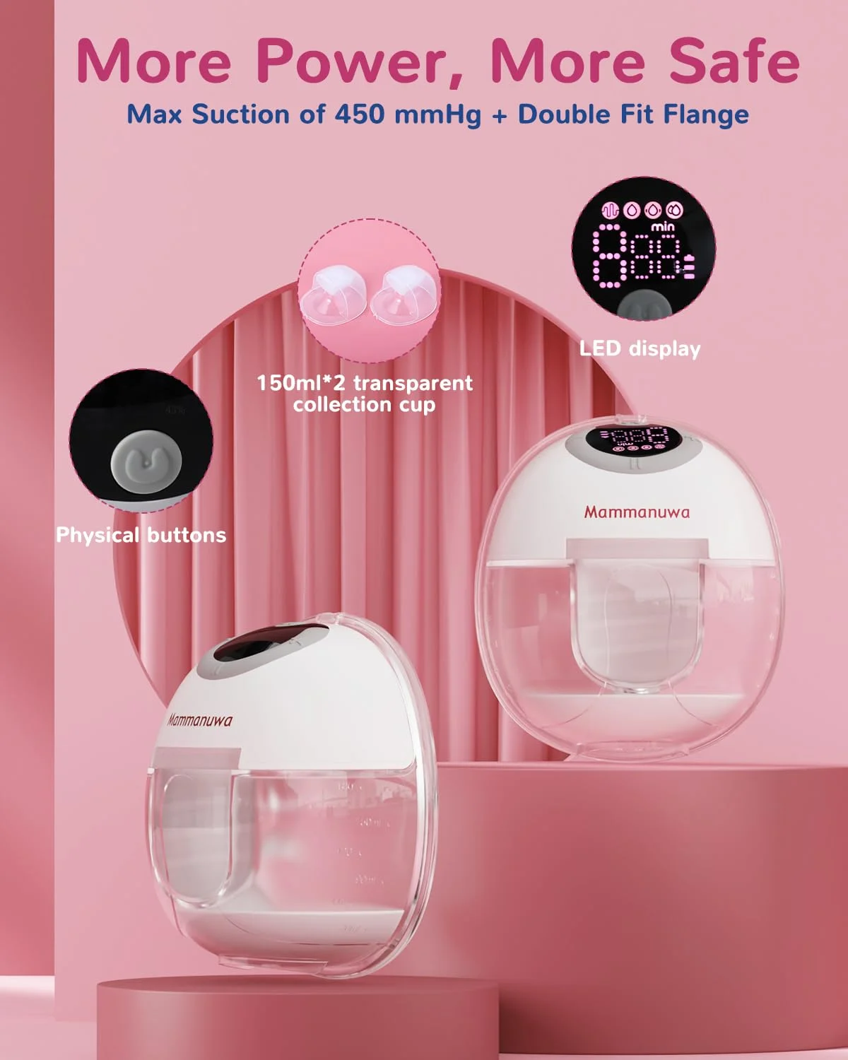 Mammanuwa S32 Extractor de Leche Eléctrico Manos Libres 4 Modos