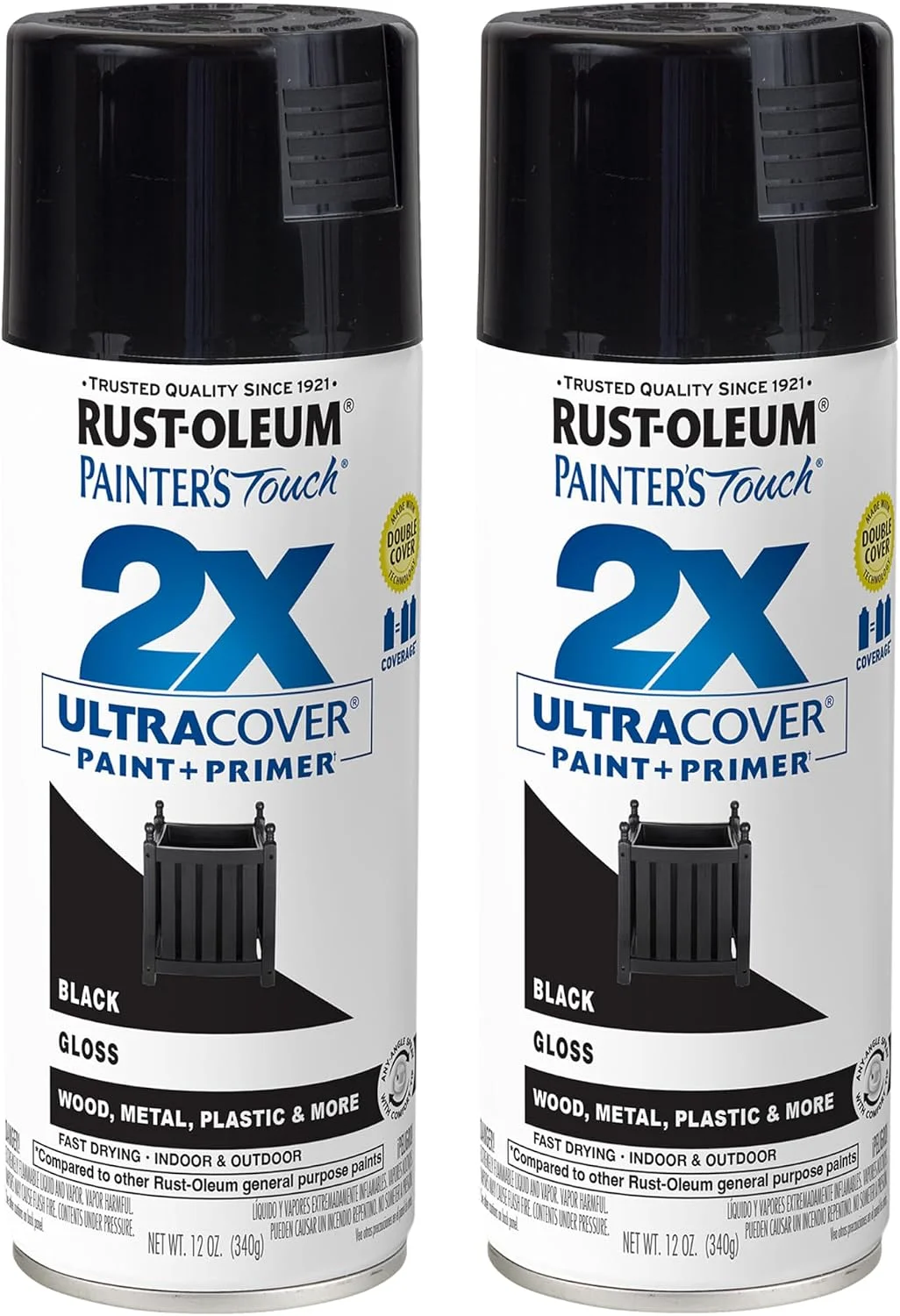 Pintura en spray Rust-Oleum Painter's Touch 2X Ultra Cover negro brillante