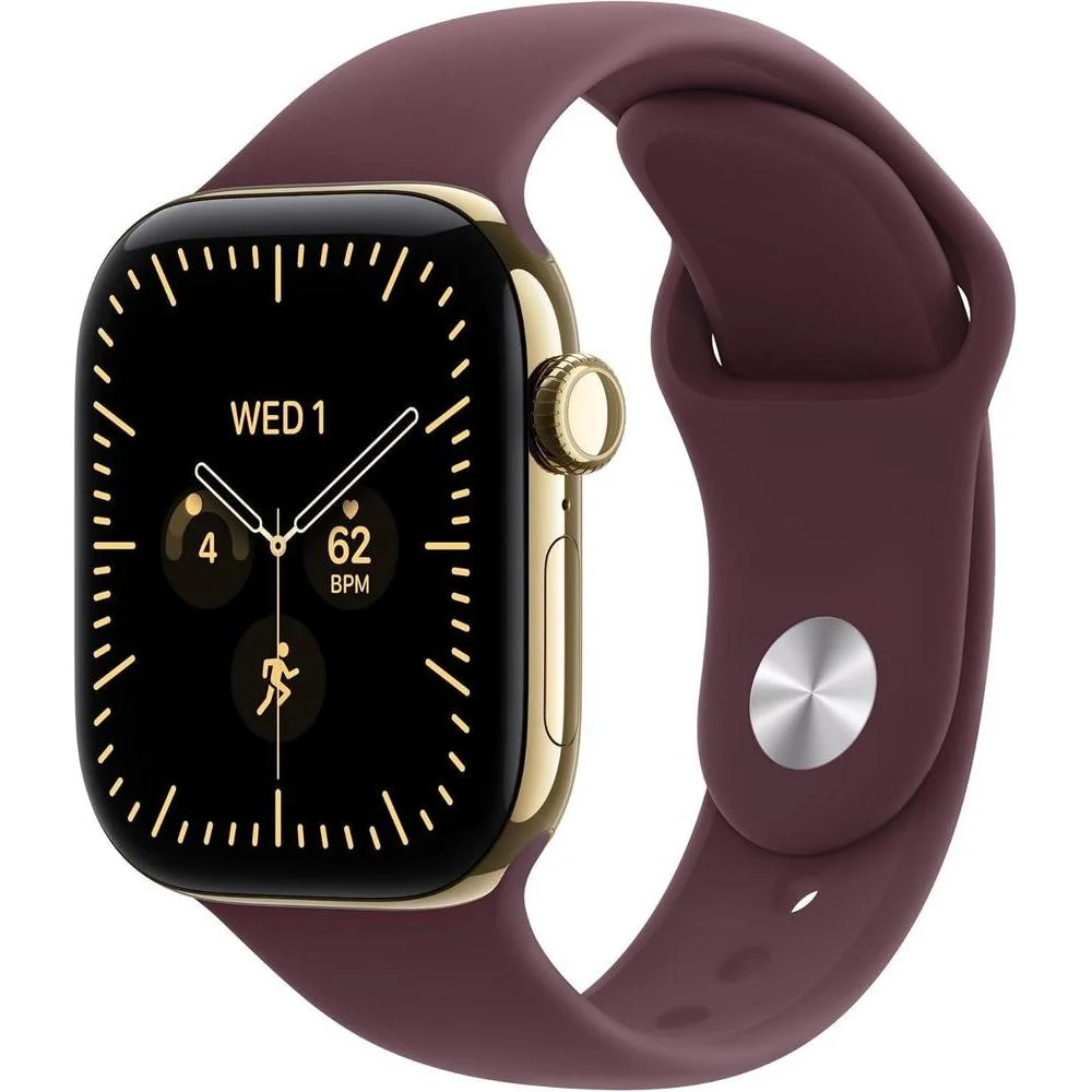 Apple Watch Series 12 42mm GPS + Celular - Radiant Gold Titanium Case w/ Burgundy Sport Band