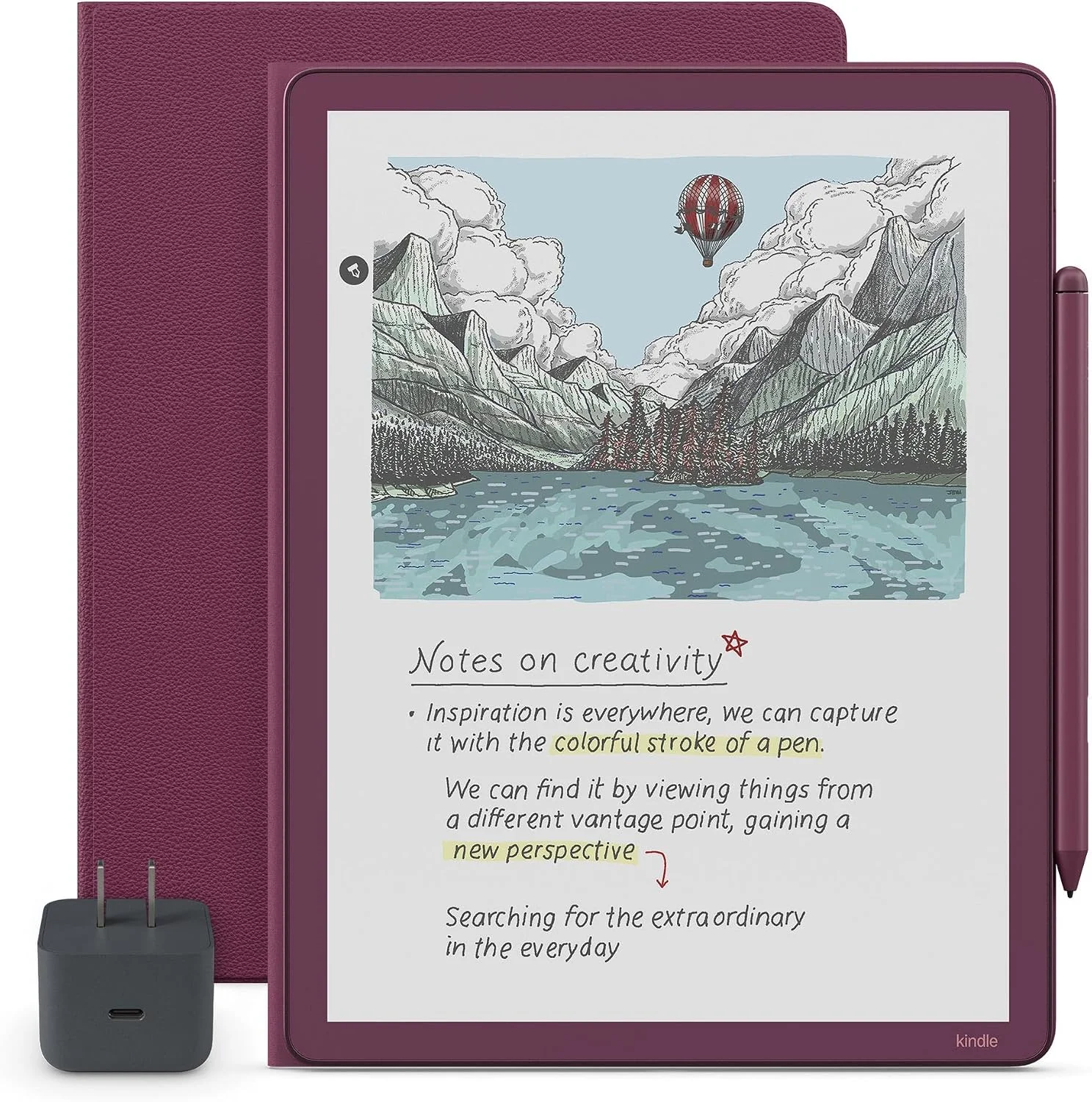 Amazon Kindle Scribe Colorsoft Essentials Bundle - Fig (morado) (Lápiz Premium + Folio)