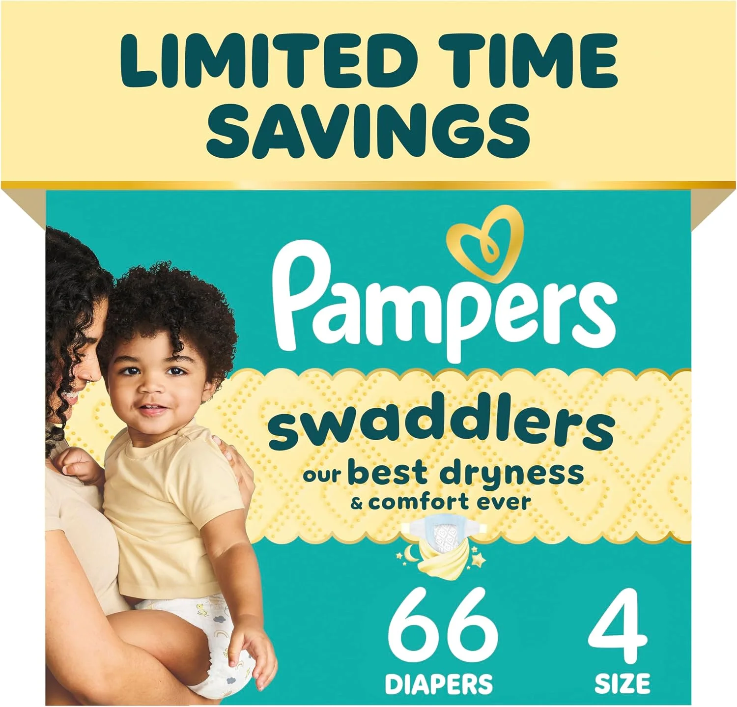 Pañales Pampers Swaddlers Talla 4 (15-34 lbs) 66 unidades
