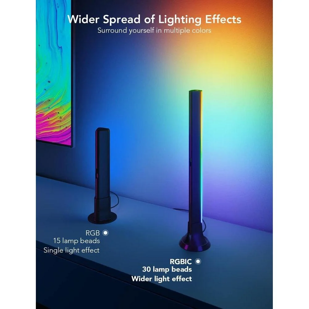 Barras de luz RGBIC con retroiluminación WiFi para TV de Govee, compatibles con Alexa y Google Assistant, múltiples opciones de colocación