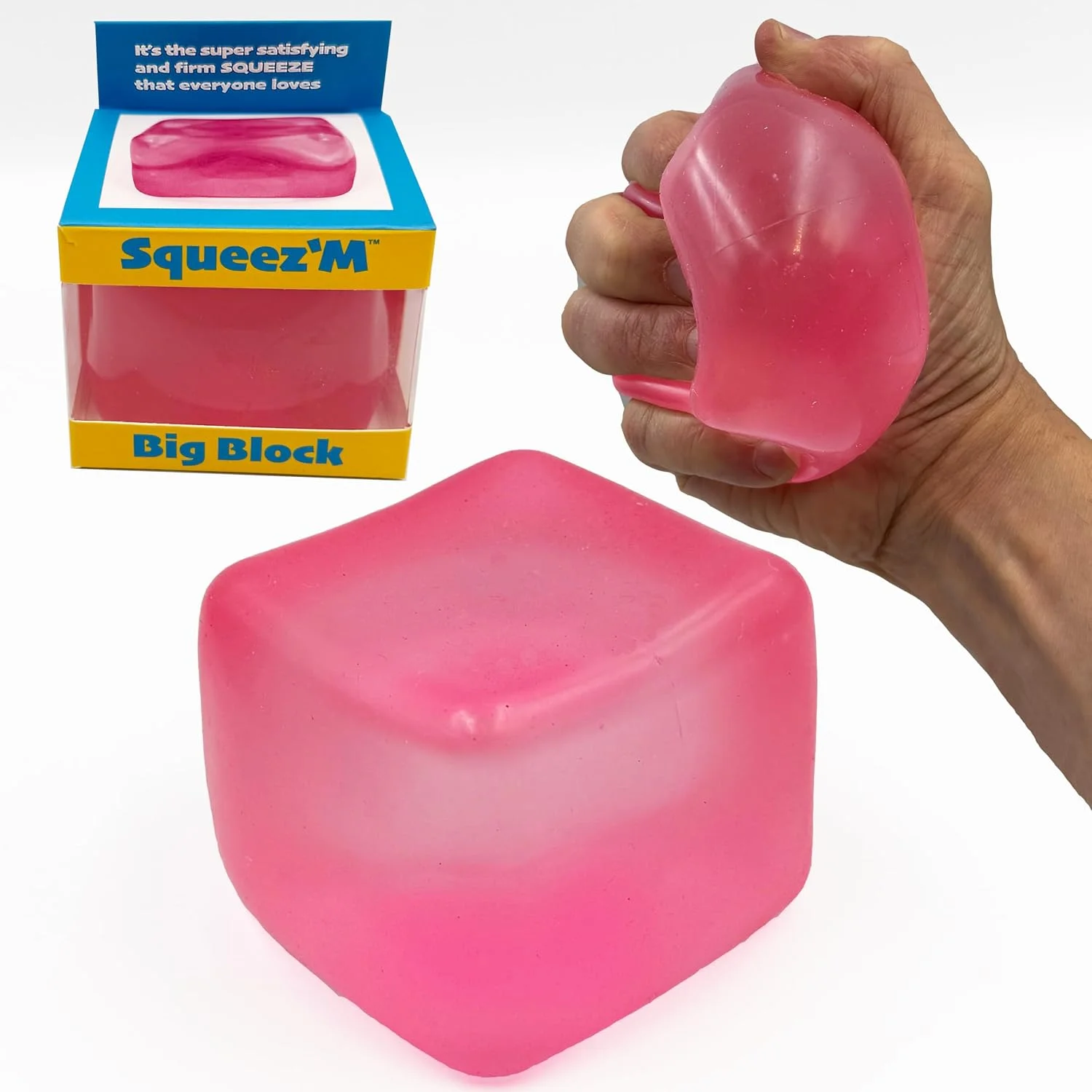 Cubo antiestres Big Block Squeez'm rosa