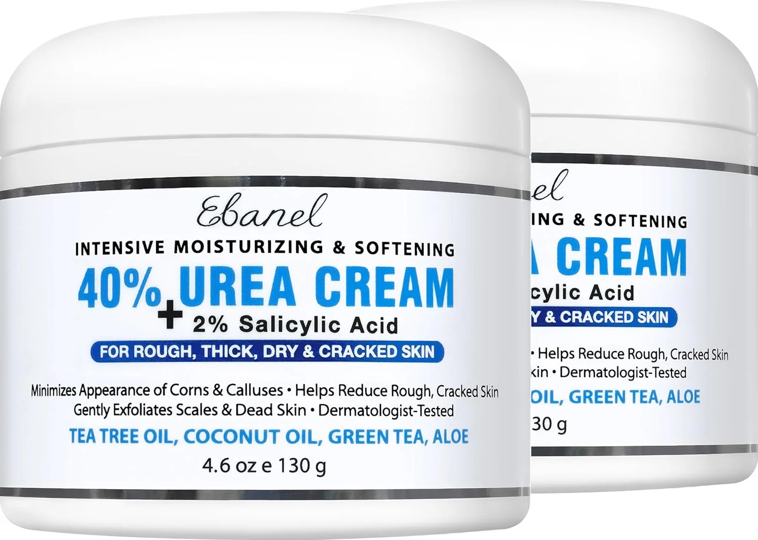 Crema Ebanel Urea 40% con Ácido Salicílico 2% para Pies Agrietados, Pack 2