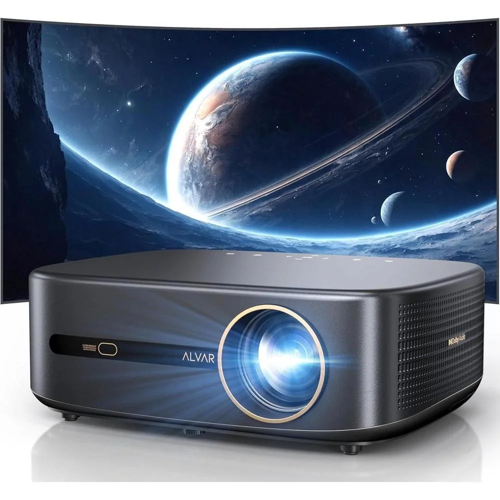 [2500 ANS ＆ 50W] Alvar Outdoor Projector 4K Support with WiFi and Bluetooth