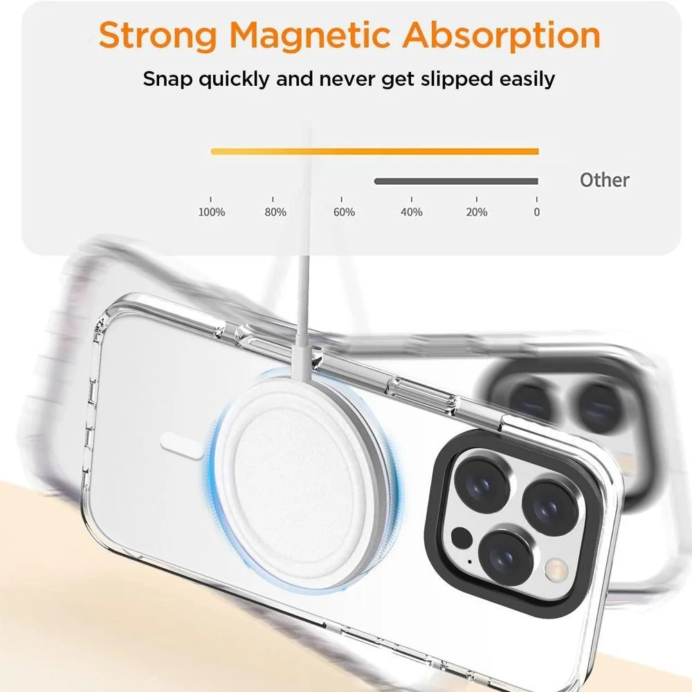 Funda AICase transparente compatible iPhone 16 Pro con MagSafe, magnética y delgada, no amarillenta, ligera y protectora