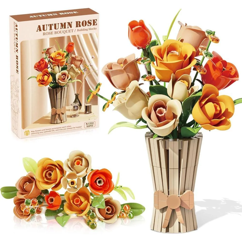 Set de Construcción Flores con Jarrón Mavo Brix Compatible con Lego Flowers