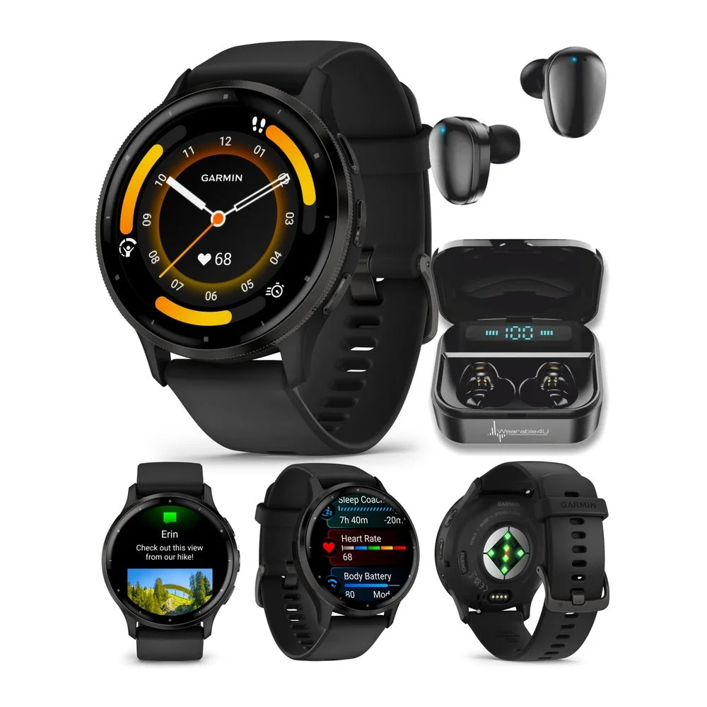 Smartwatch Garmin Venu 3 GPS AMOLED 45 mm Negro con Auriculares