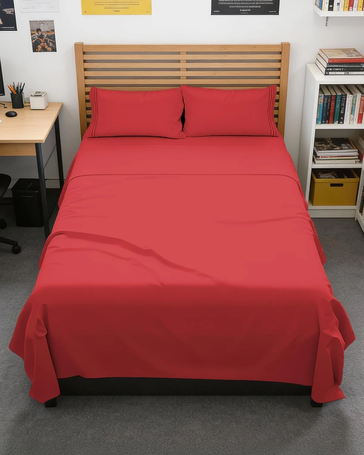 Juego de sábanas Full XL 4 piezas CGK Unlimited rojo