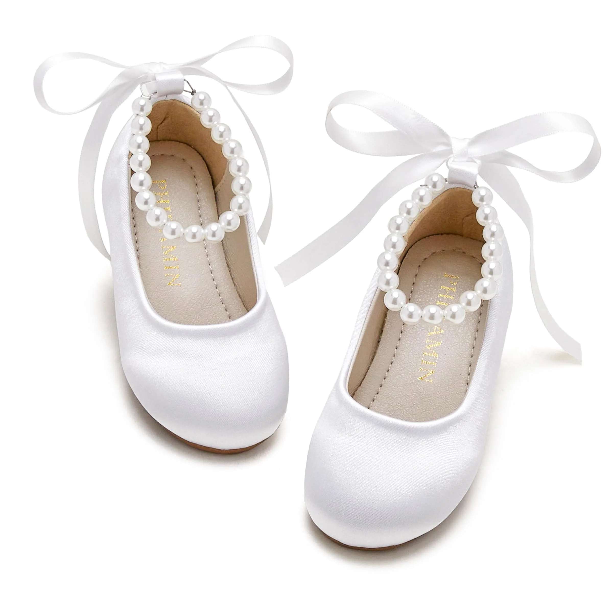 Zapatos de ballet Phiramin para niña con correa de perla