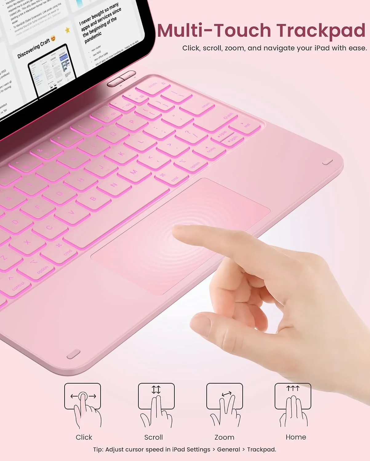 Funda con Teclado typecase Edge para iPad 11" (A16) / 10.ª Gen - Rosa Claro