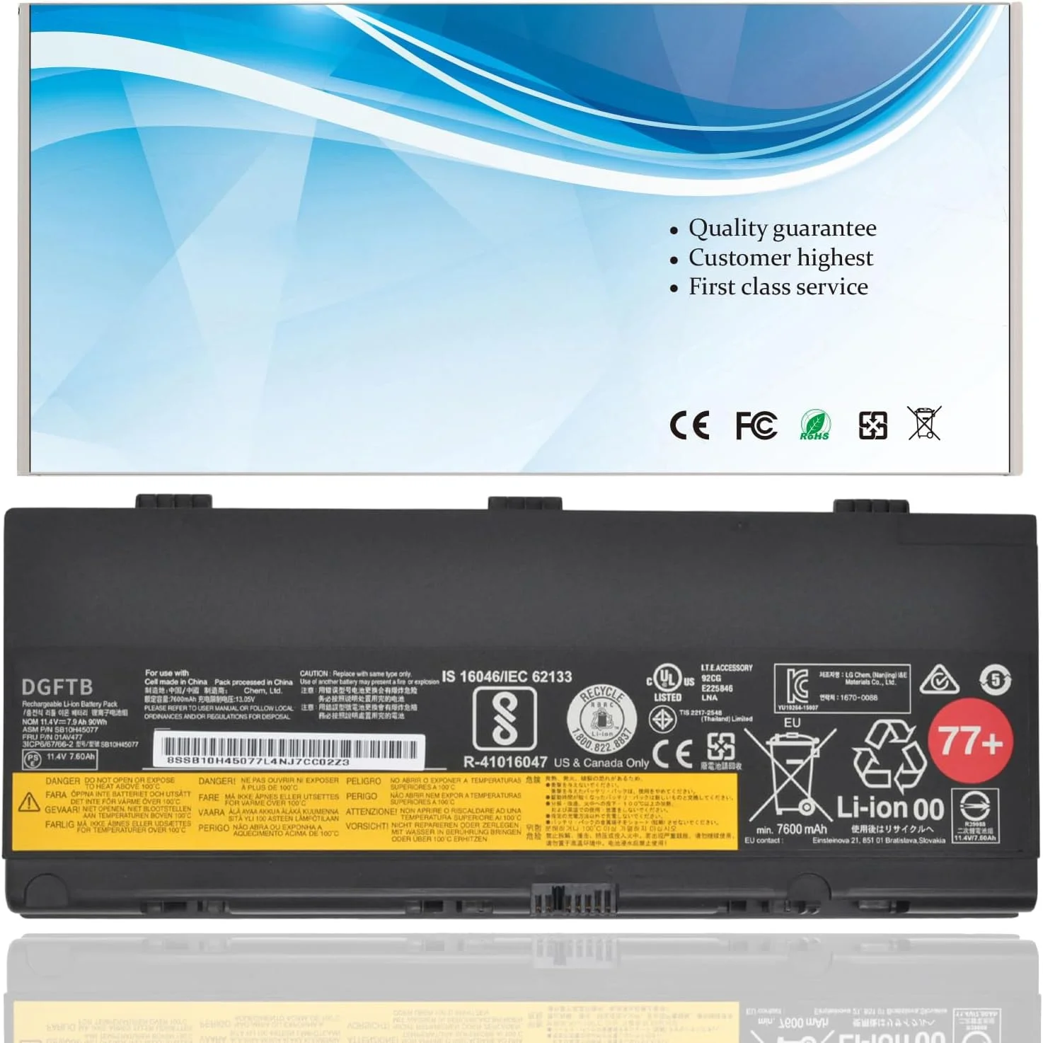 Batería DGTECH 77+ para Lenovo ThinkPad P50 P51 P52 90Wh