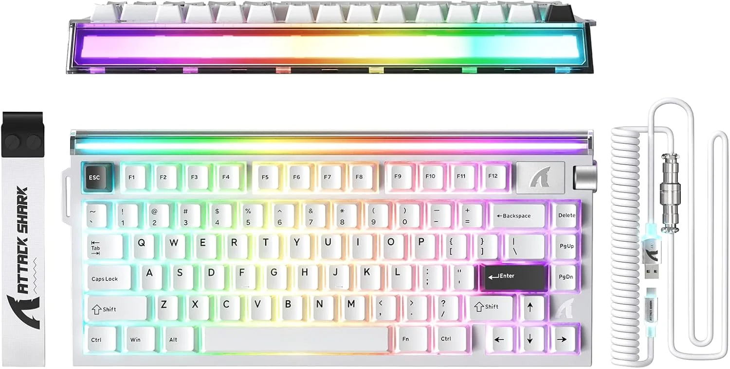 Teclado gamer ATTACK SHARK R85 HE 75% magnético alámbrico blanco