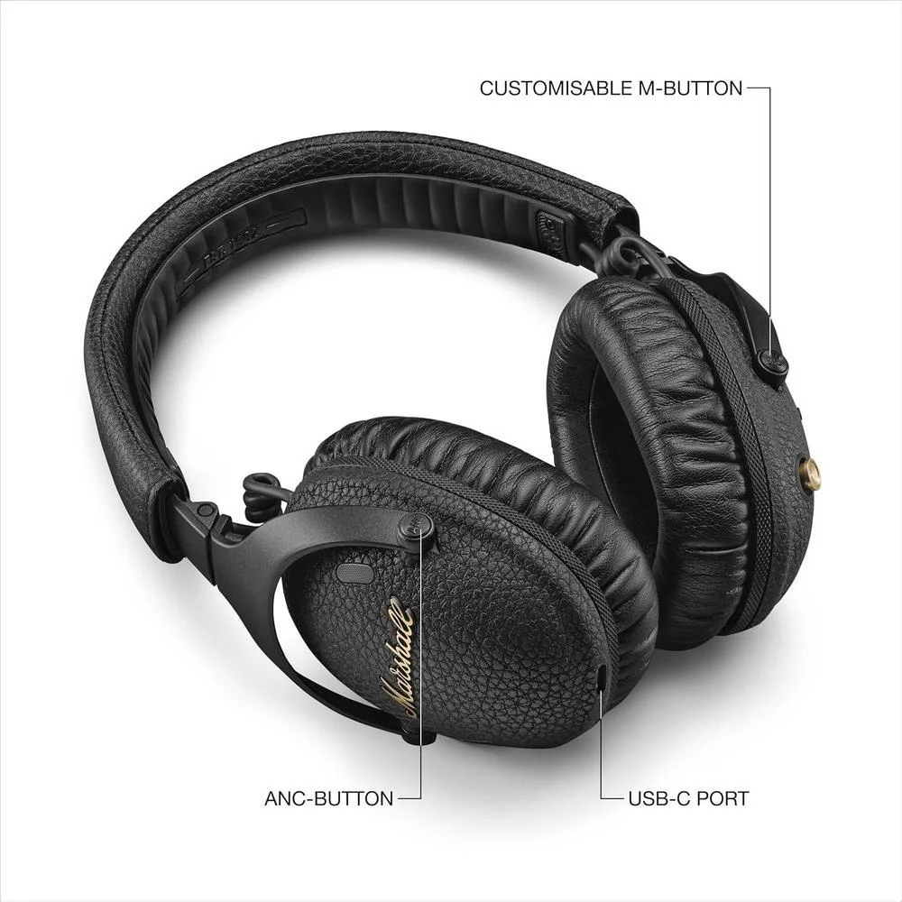 Marshall Monitor Iii A.n.c. Auriculares Bluetooth Con Cancelación Activa De Ruido Negro