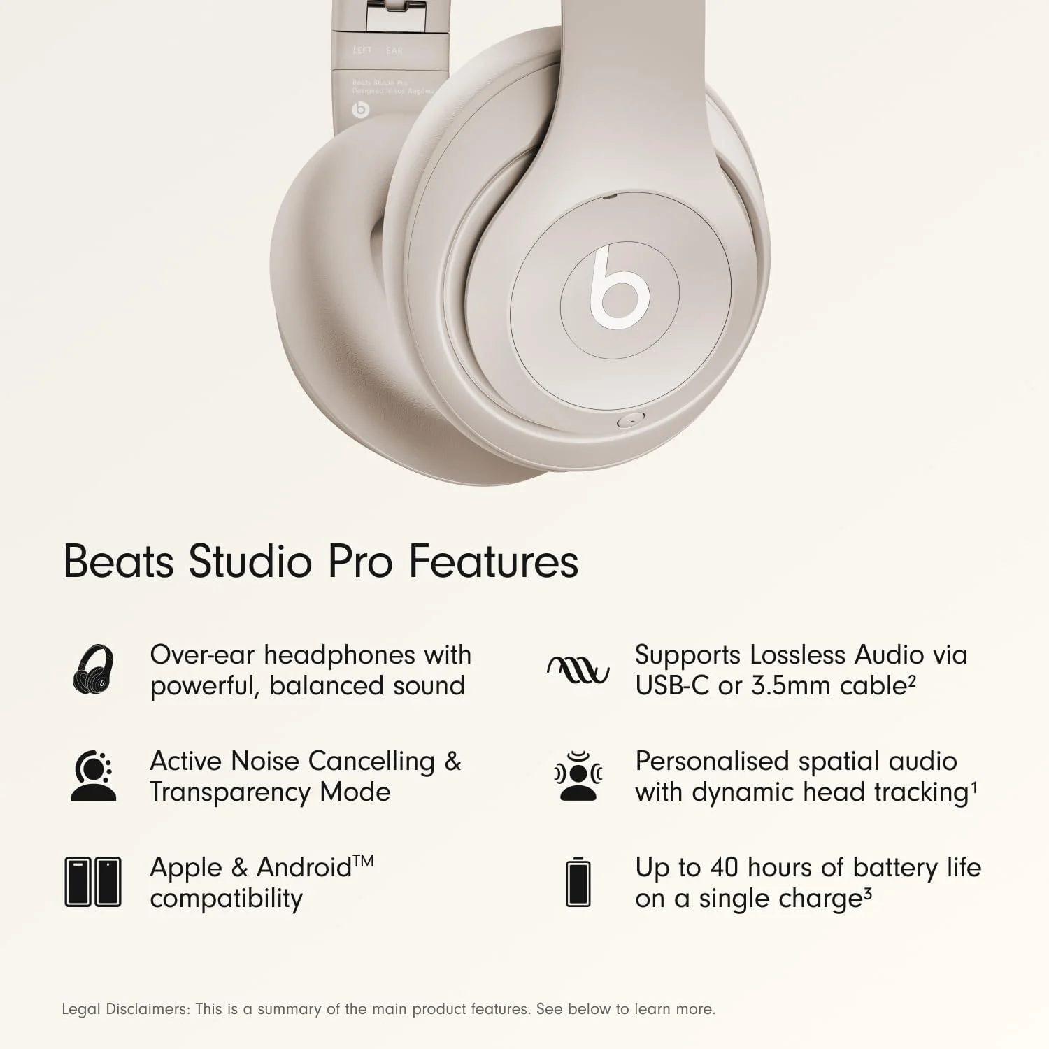 Beats Studio Pro - Arenisca — Audífonos over-ear premium con ANC, hasta 40h