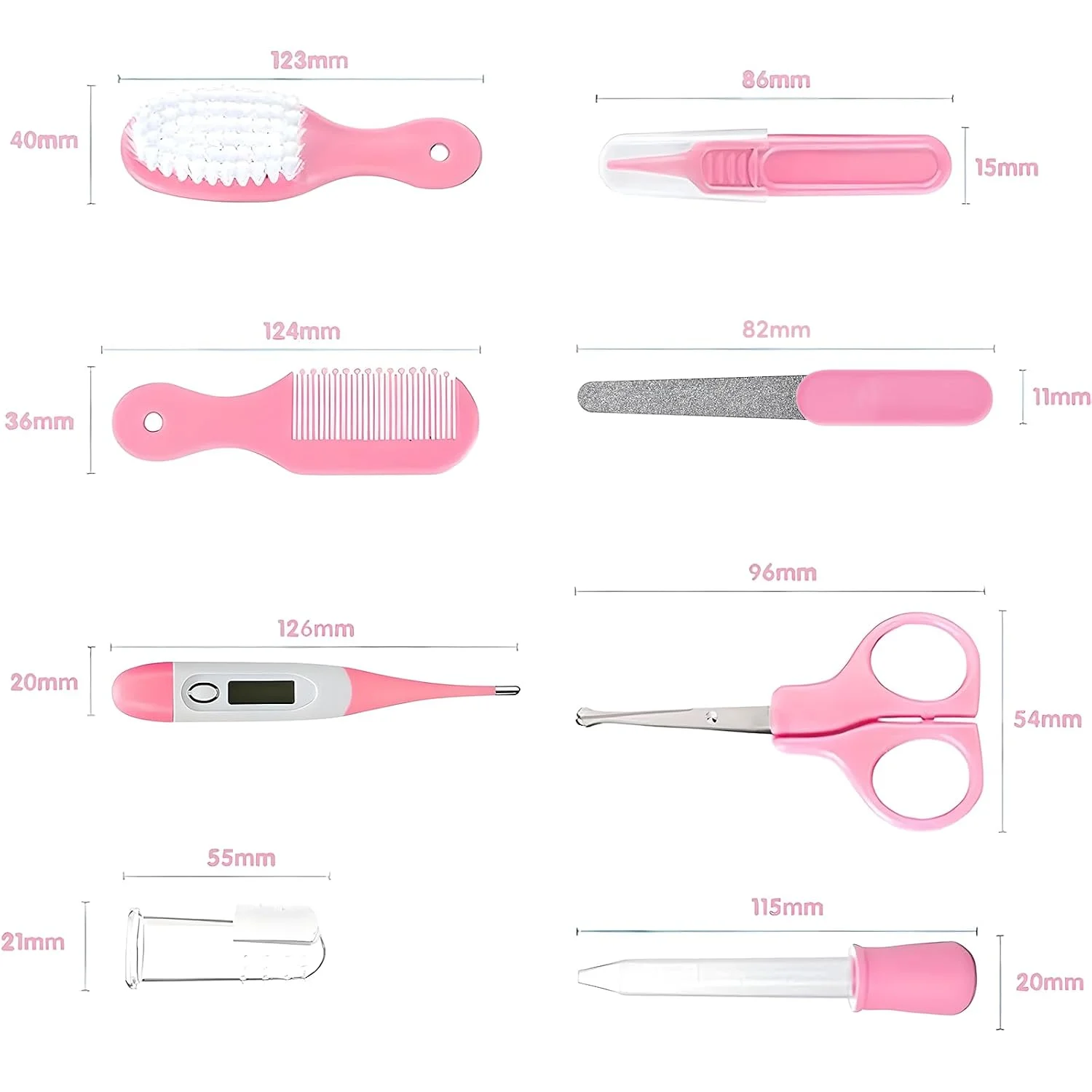 Kit de Cuidado e Higiene para Bebé 8 Piezas Rosado