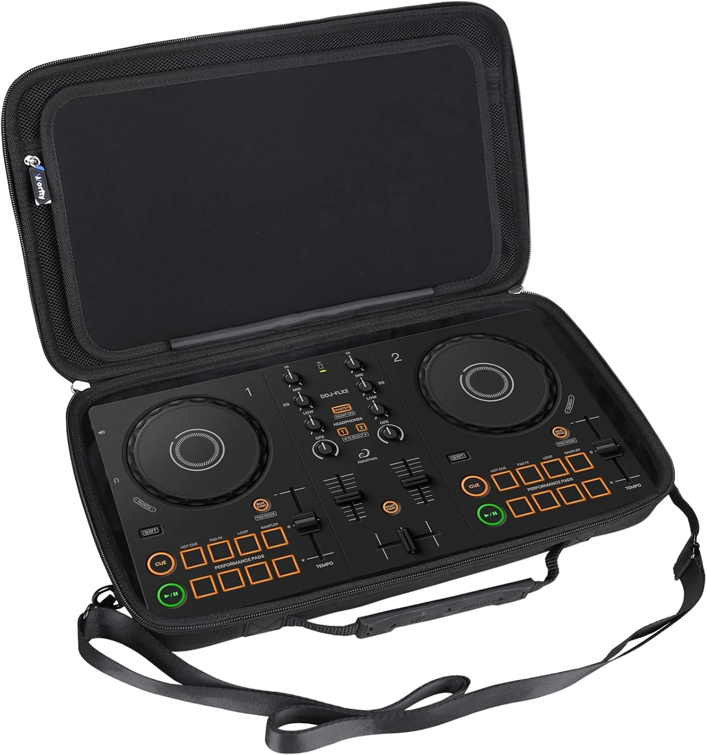 worfty Case for Pioneer DJ AlphaTheta DDJ-FLX2 / DDJ-200 / DDJ-WeGO4 Compact 2-Channel DJ Controller - Hard Protective Travel Carrying Storage Bag (Black)