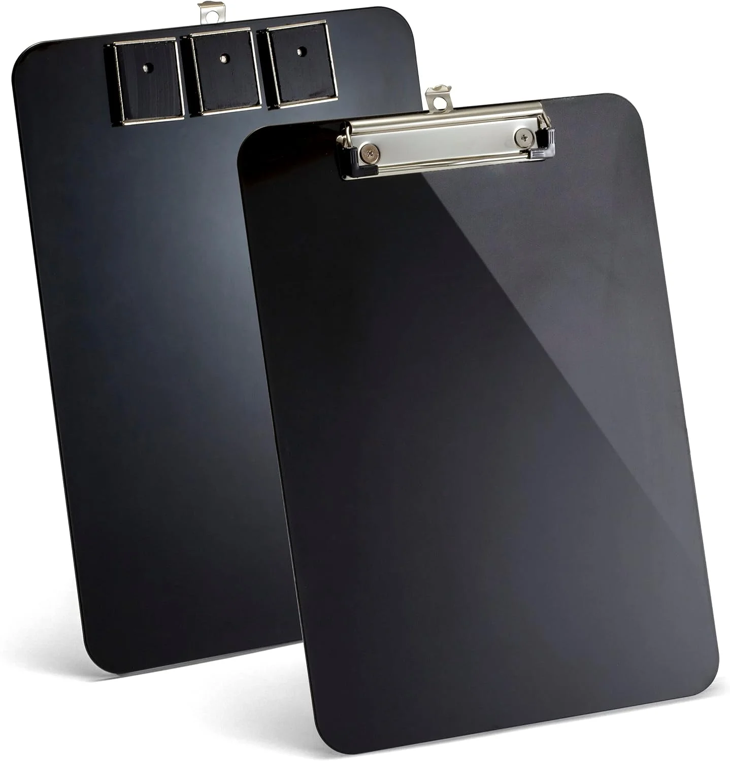 Carpeta magnética Officemate con clip de perfil bajo, negra, plástico reciclado
