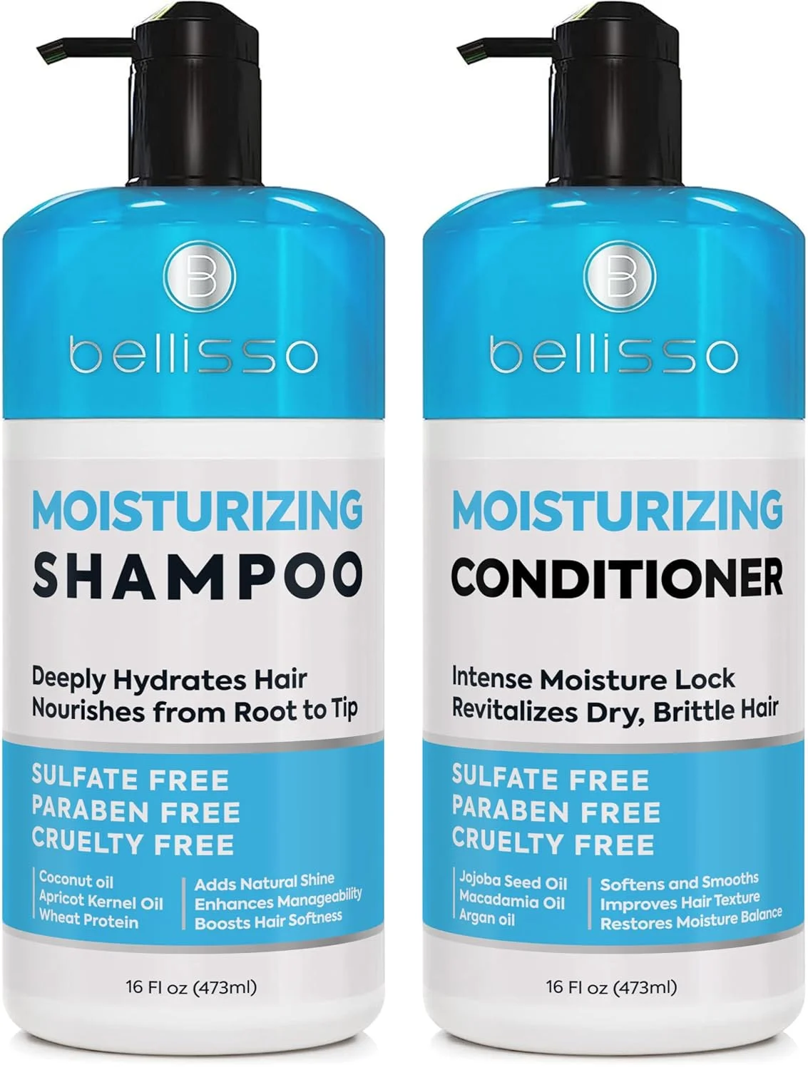 Moisturizing Shampoo and Conditioner Set - Sulfate Free Care for Women and Men - Hydrating, Deep Moisture Duo with Shea