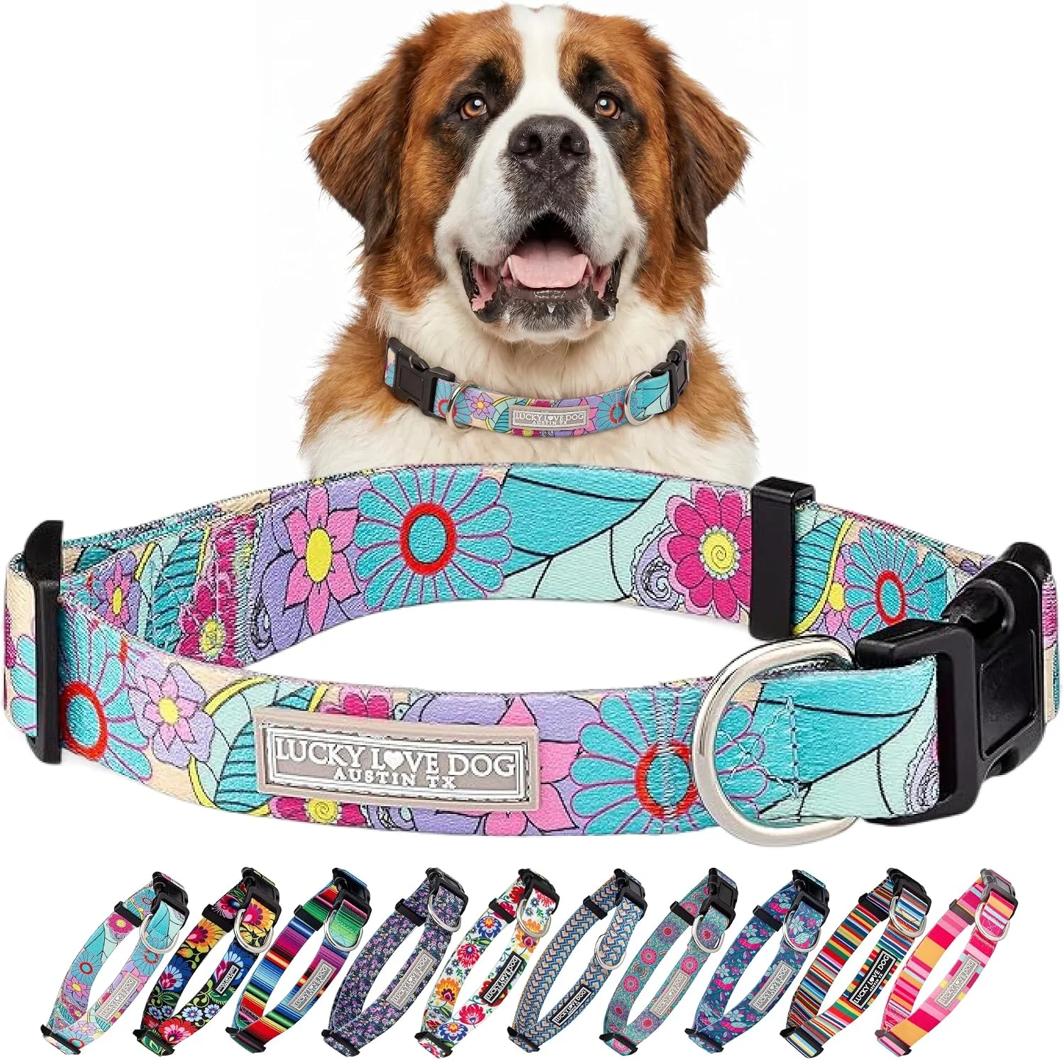 Collar ajustable Lucky Love Dog patrón Caroline para perros extra grandes