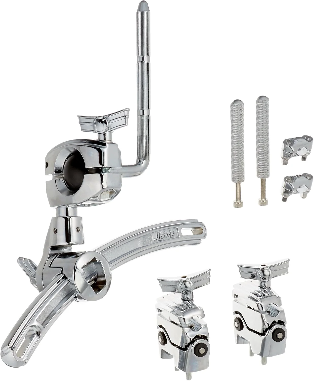 Ludwig LAC2983MT Atlas Arch Rail Mount with Two LAPAM1 Brackets | Percussion Drum Set Mounting Hardware | Drum Rail Mount for Toms