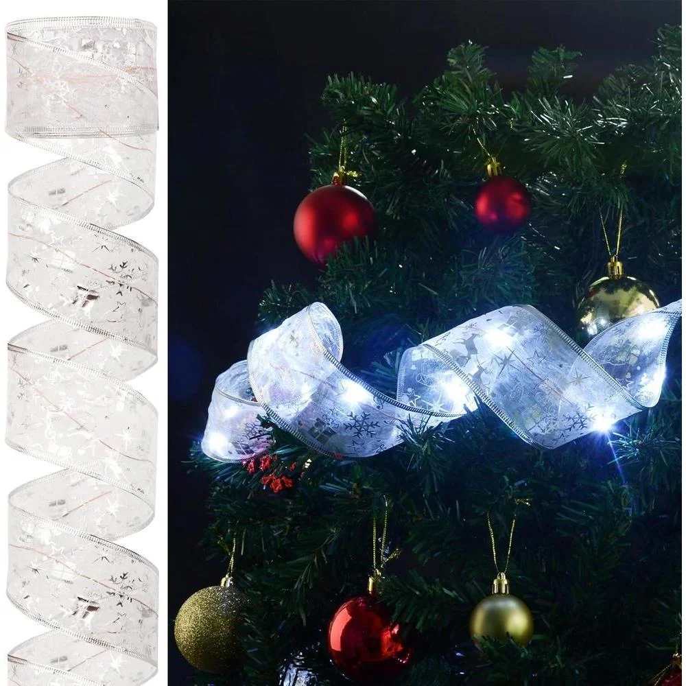Guirnaldas luminosas LED para árbol de Navidad, 200 luces, con 8 modos de iluminación, temporizador, batería y USB