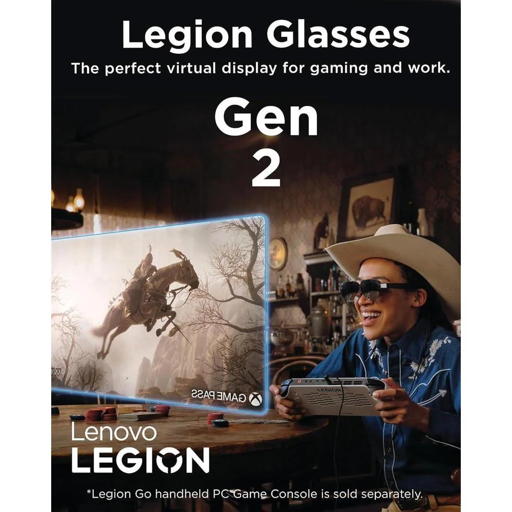 Lenovo Legion Glasses Gen 2 - Monitor Personal Portátil Micro-OLED FHD 120Hz para Juegos, Películas y Dispositivos USB-C