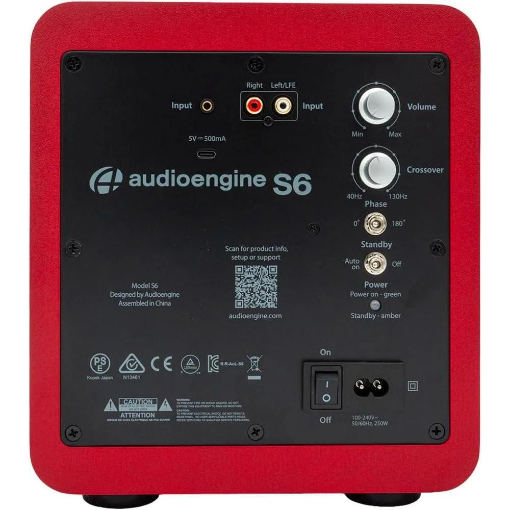 Subwoofer Audioengine S6: Altavoz compacto para TV o cine en casa con 210W y graves profundos
