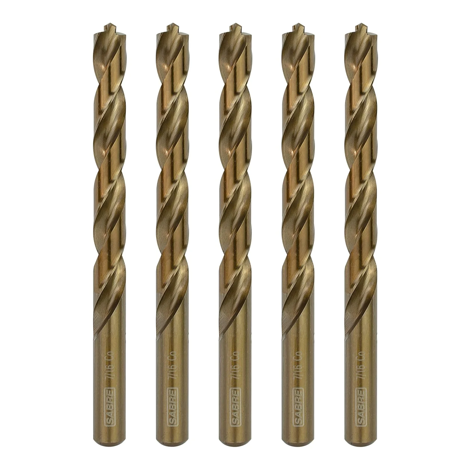 Sabre Tools 7/16 Inch Cobalt Drill Bit Set 5pcs Heavy-Duty Metal Drill Bits for Steel, Hard Metal, Cast Iron (7/16" x 5-1/2")