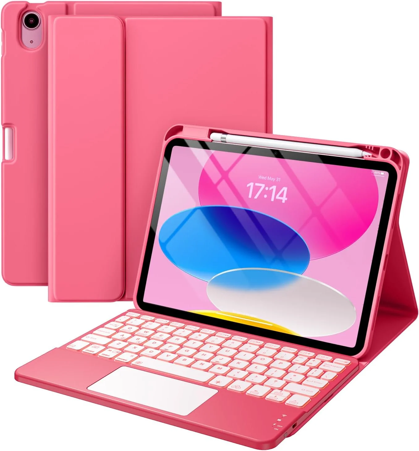 Funda con Teclado Harvopu para iPad 11" (A16) / iPad 10.ª Gen - Rosa