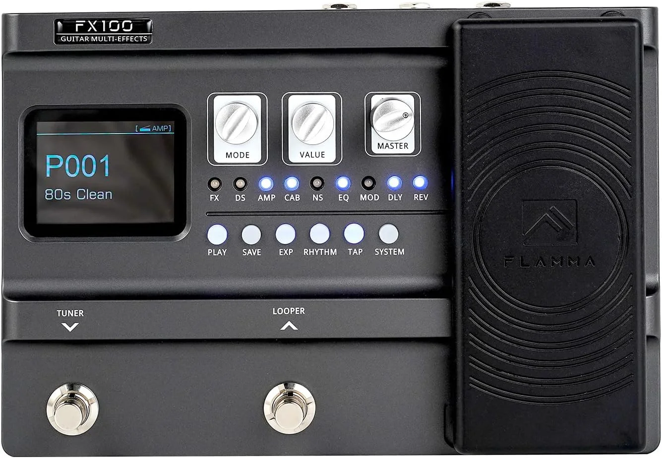 FLAMMA FX100 Guitar Multi-effects Pedal with 55 Amp Models 151 Built-in Effects 80' Looper 40 Drum Machine 10 3rd Party