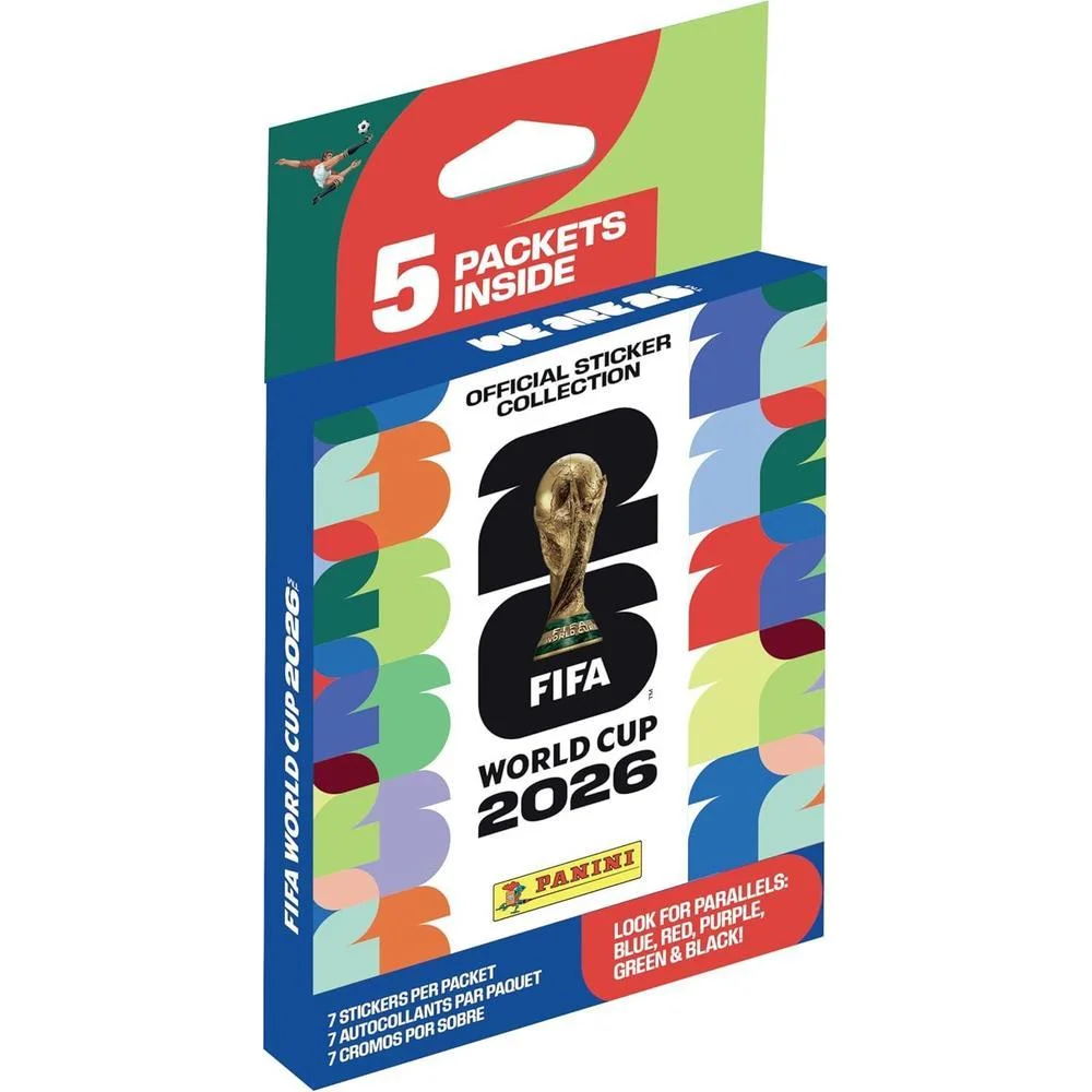 2026 Panini FIFA World Cup Sticker EcoBlister – 5 Official Sticker Packs – Includes Amazon Parallel Inserts – Licensed Tournament Collection