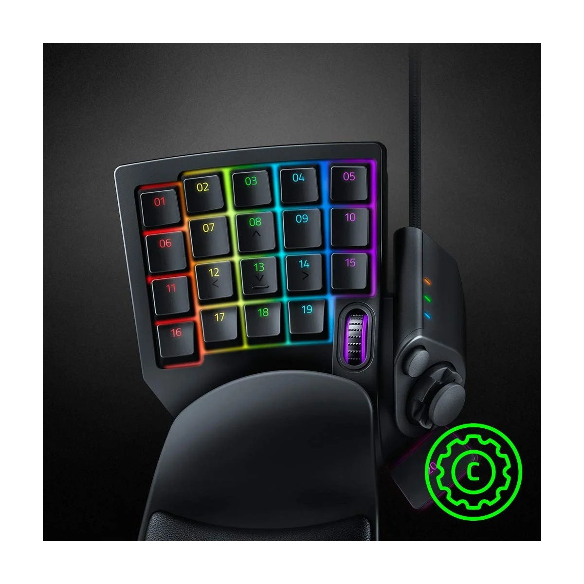 Teclado Razer Tartarus V2 de una mano con interruptores mecha-membrana, 32 teclas programables e iluminación Chroma RGB