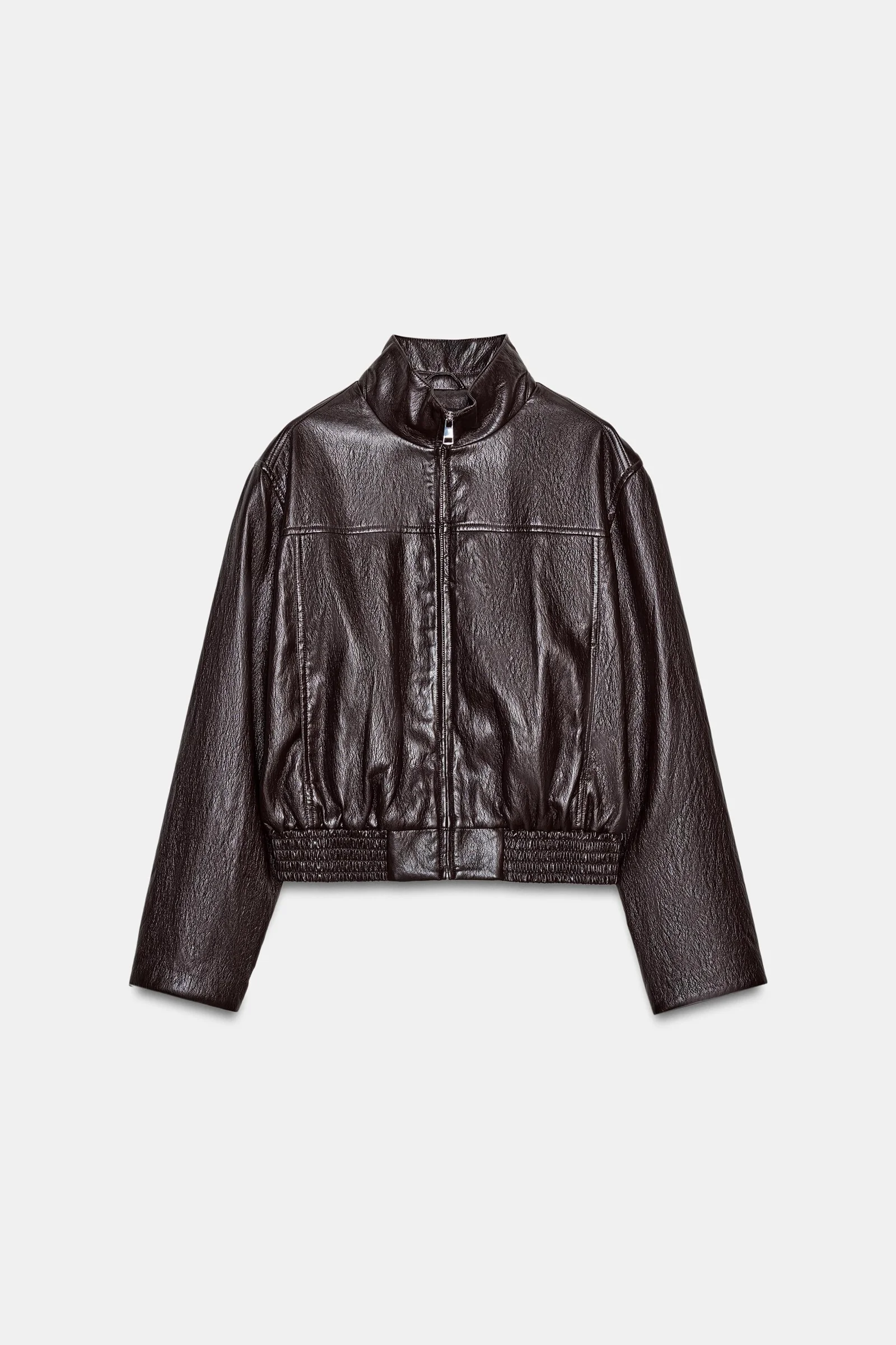 Chaqueta Bomber Corta Efecto Piel Zara