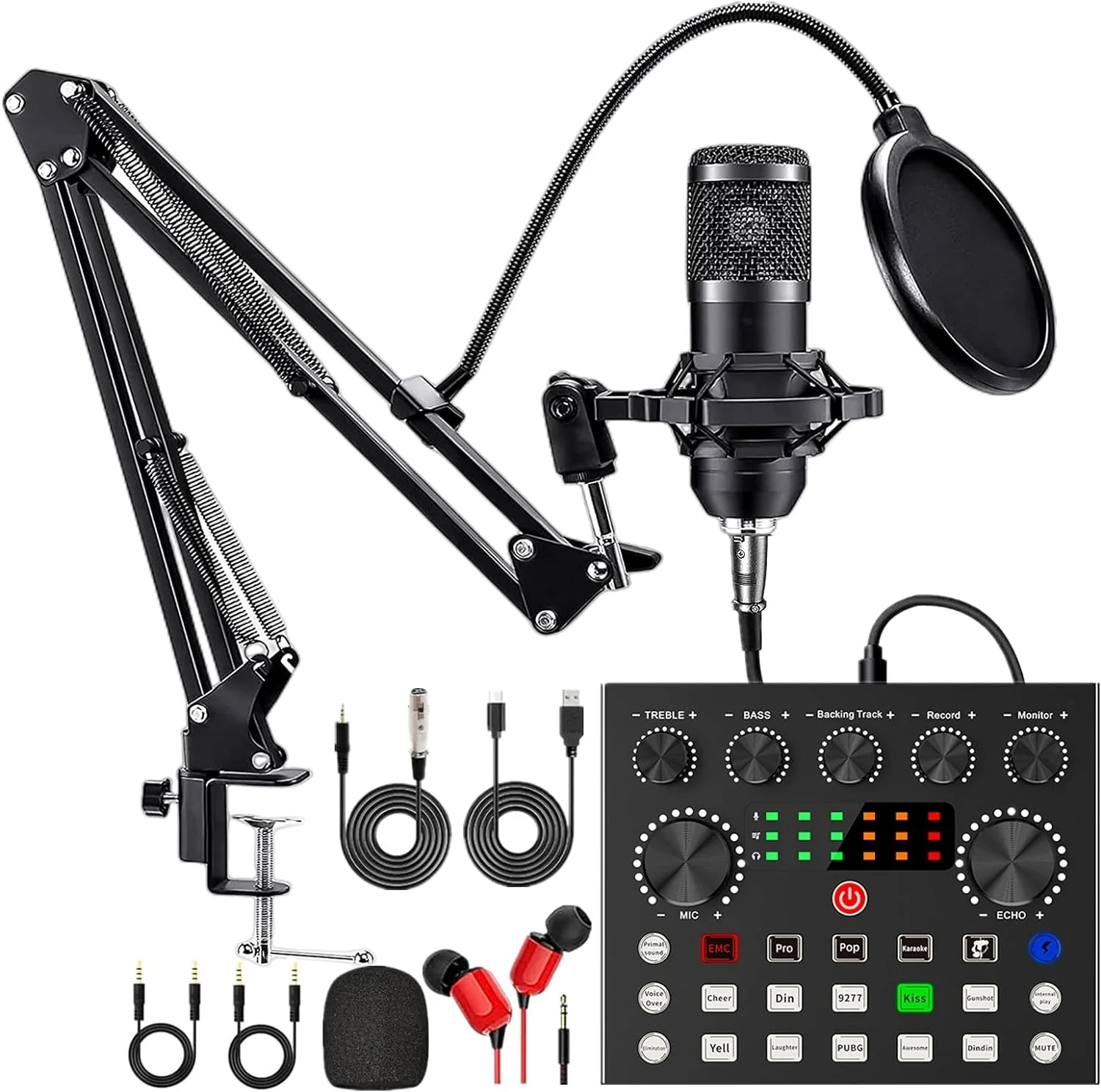 Micrófono Condensador CofeLife BM800 con Mezclador V8S para Podcast y Streaming