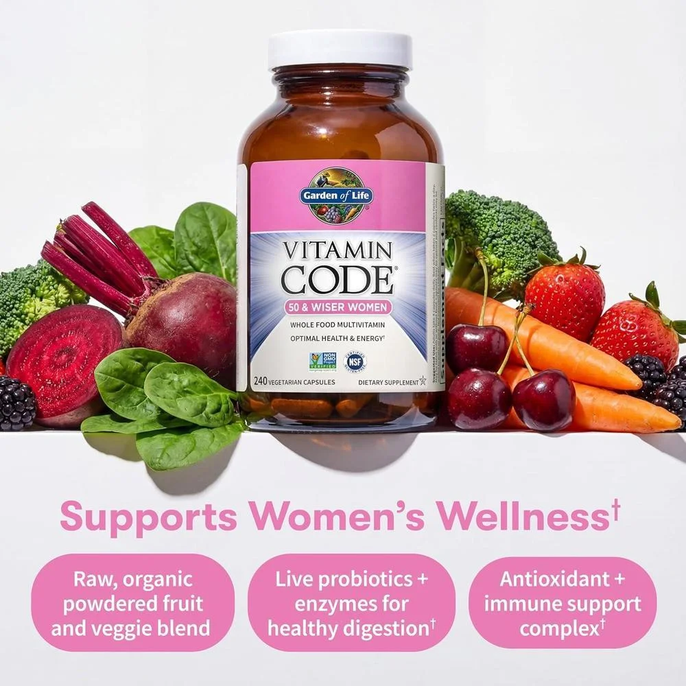 Suplemento multivitamínico vegetariano para mujeres mayores de 50 años con probióticos de Garden of Life