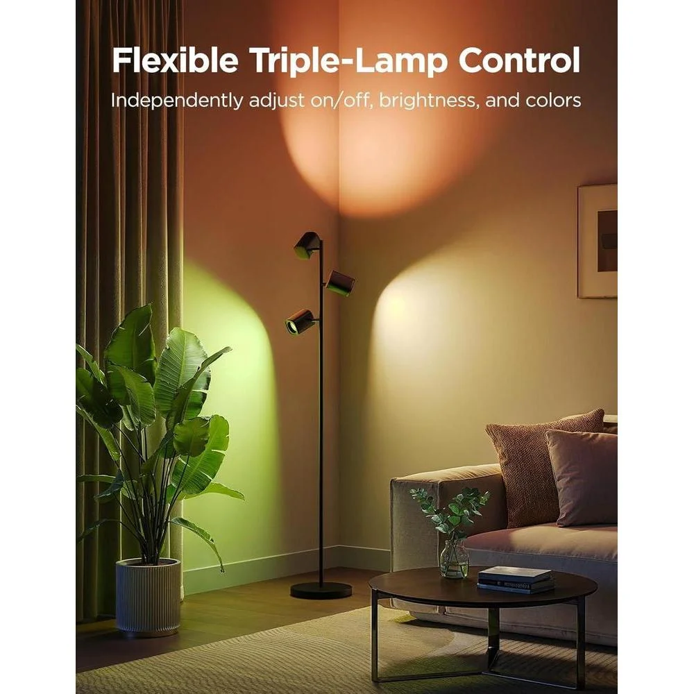 Lámpara de pie Govee con tecnología LuminBlend, 3 luces giratorias, 64 escenas dinámicas y sincronización de música, compatible con Matter