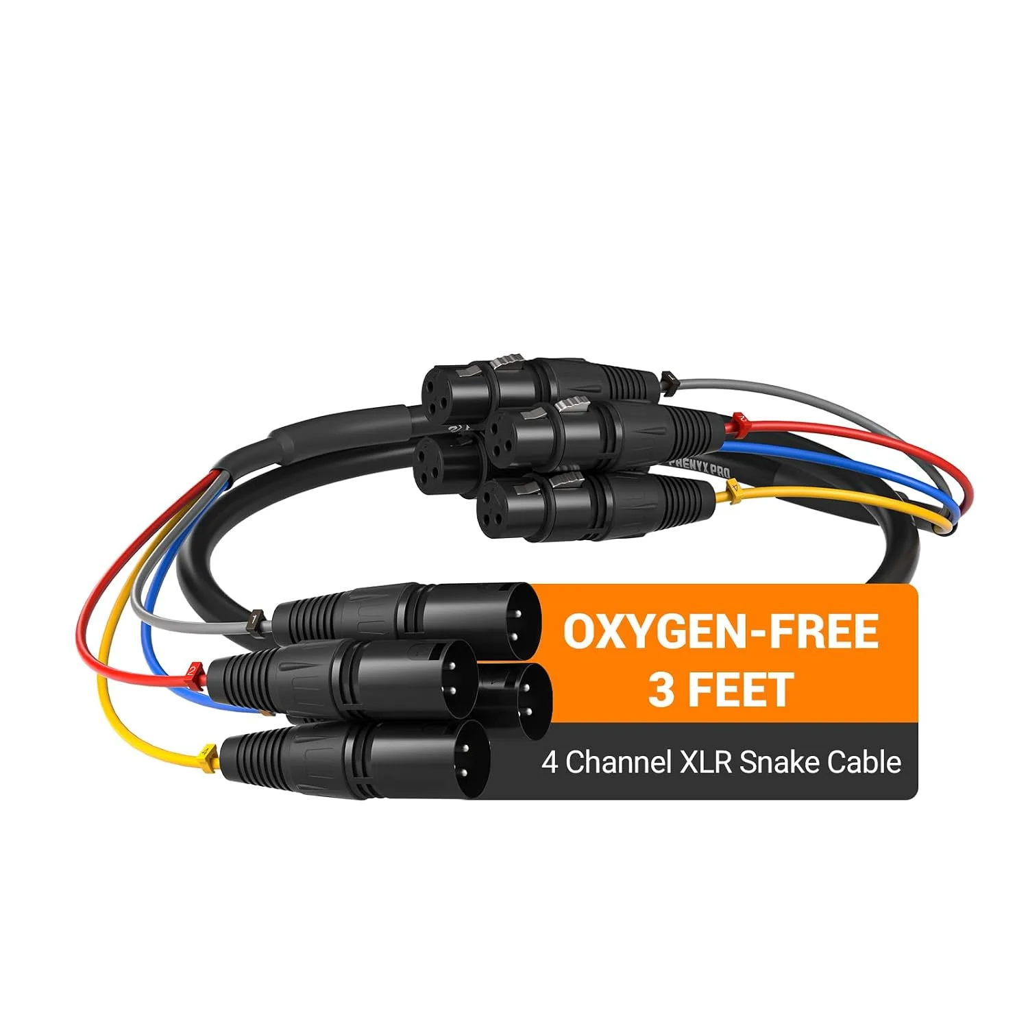 Cable XLR Phenyx Pro 4 canales 3 pies macho a hembra