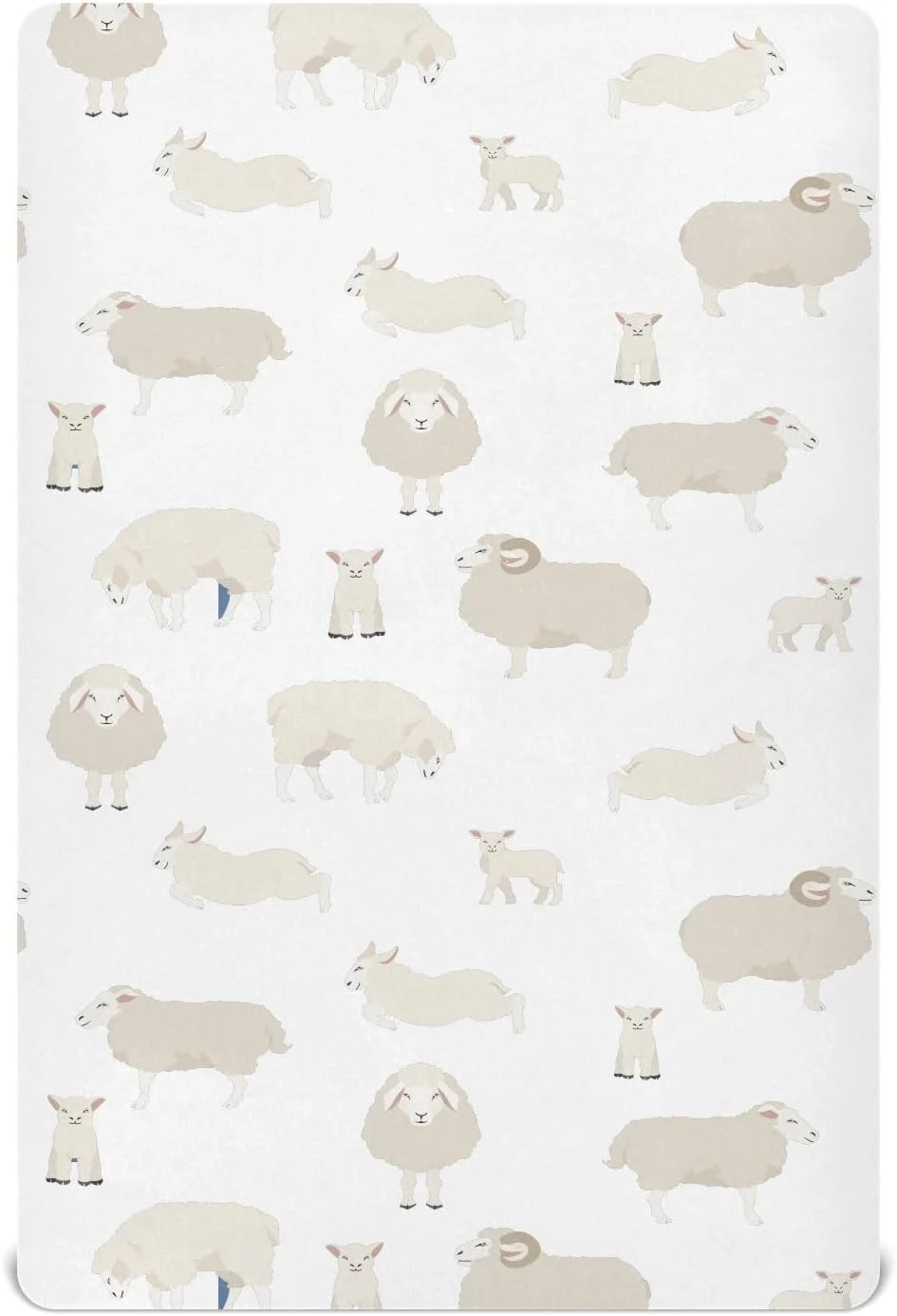 Crib Sheets for Boys Girl Farm Sheep Breathable Mini Crib Mattress Sheets Fitted,Toddler Baby Sheets for Crib Mattress 39 * 27 * 5In White