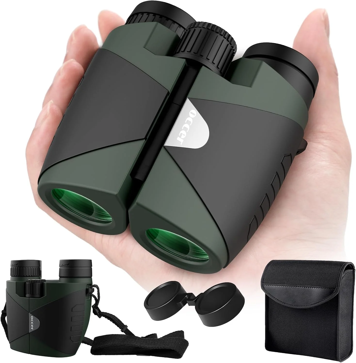 Occer 15x30 Binoculars for Adults Kids Easy Focus for Bird Watching Green