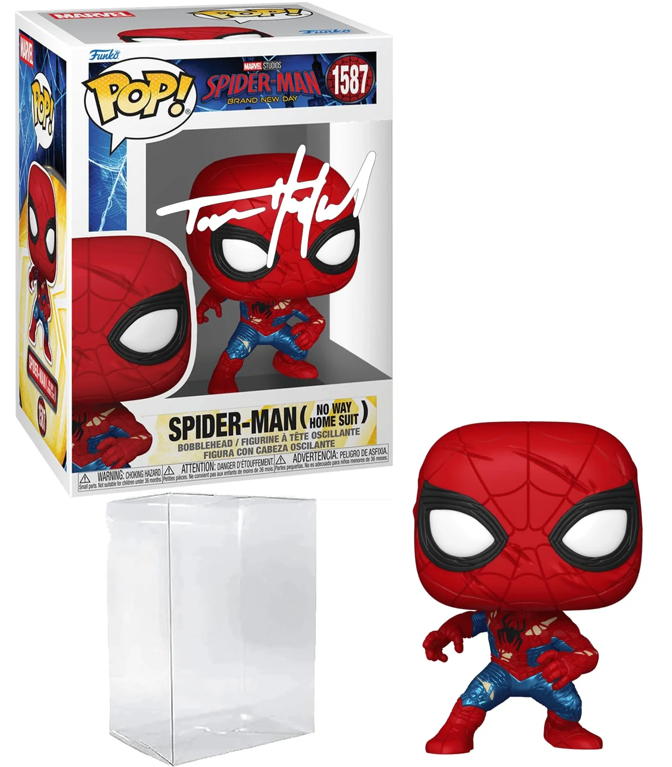 Funko Pop! Marvel Spider-Man Tom Holland Firmado (Reimpresion) con Estuche Protector