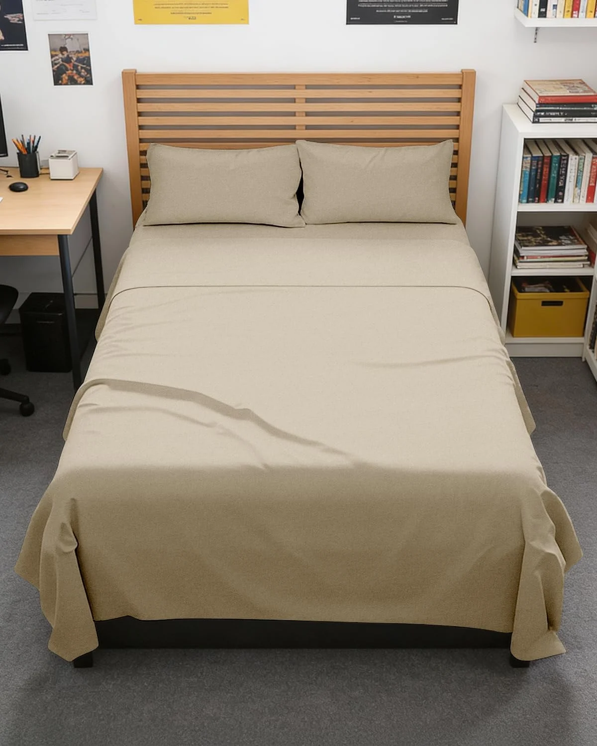 Juego de sábanas Full XL 4 piezas CGK Unlimited beige jaspeado