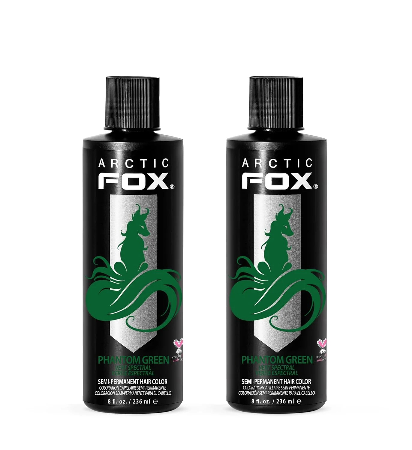 ARCTIC FOX Semi-Permanent Hair Dye Phantom Green - Vegan - 2 x 8 oz