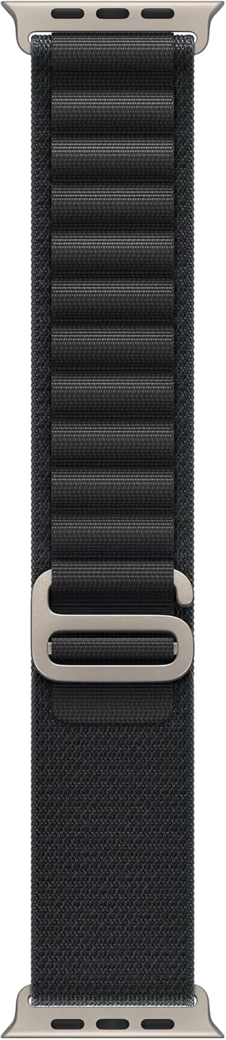 Apple Watch Band - Alpine Loop - 49mm - Black - Medium - Natural Titanium Finish