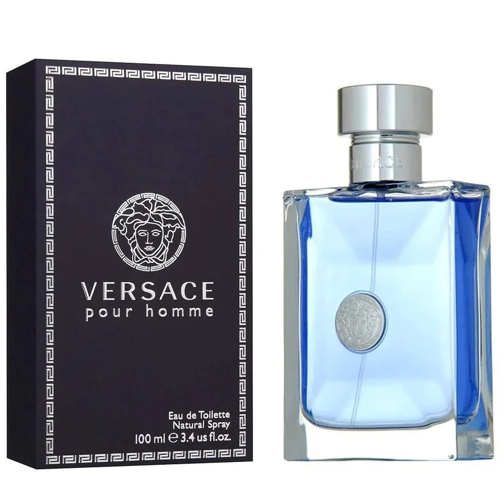 Versace Pour Homme Signature azul oscuro para hombre, Versace Pour Homme M en caja